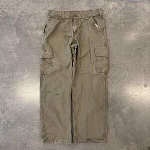 Vintage Y2K Carhartt Work Wear Green Brown Cargo Pants 34x32